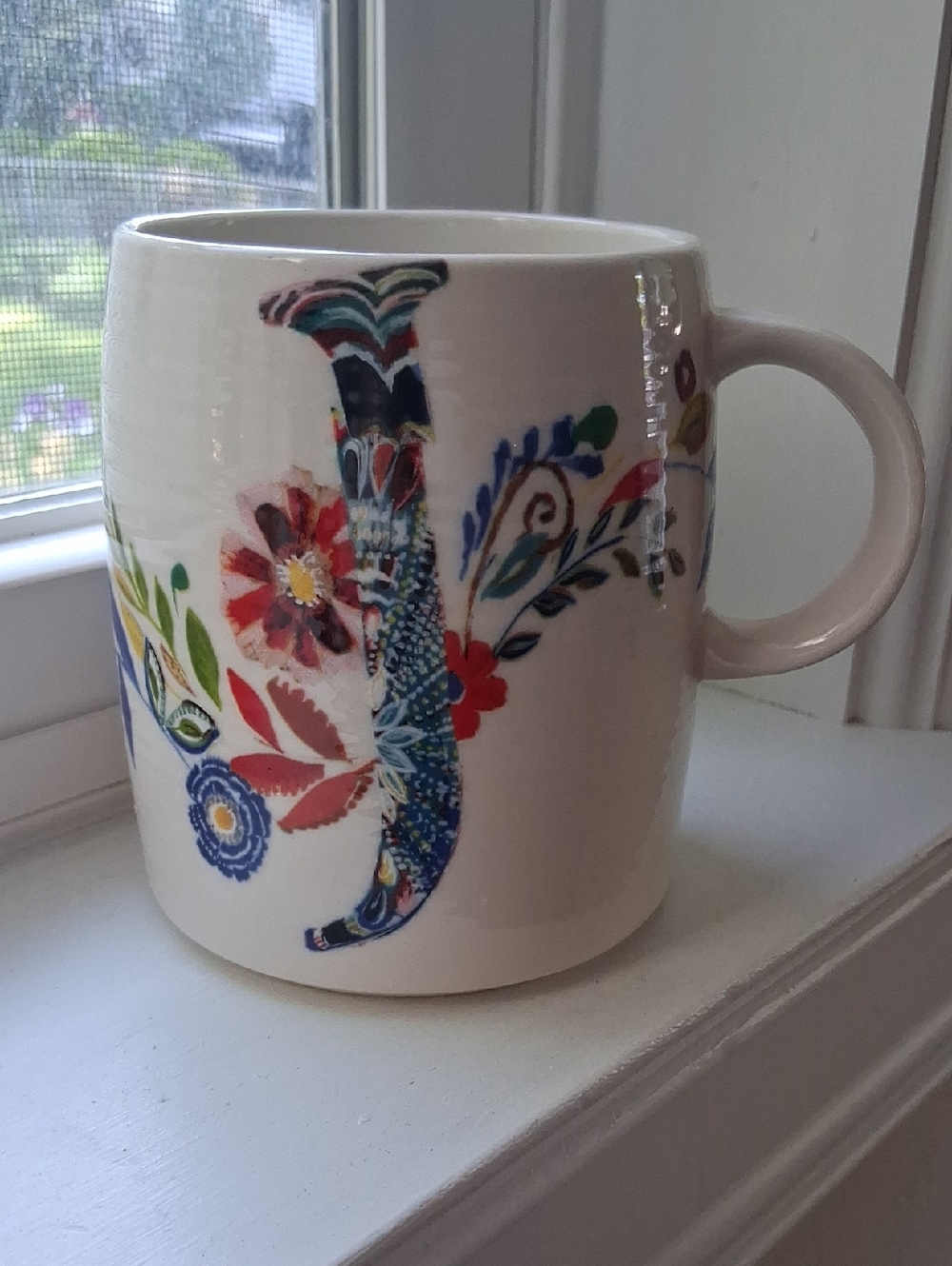 🇺🇲2/$13 Antropologie Starla M Halfmann Floral "J" MUG